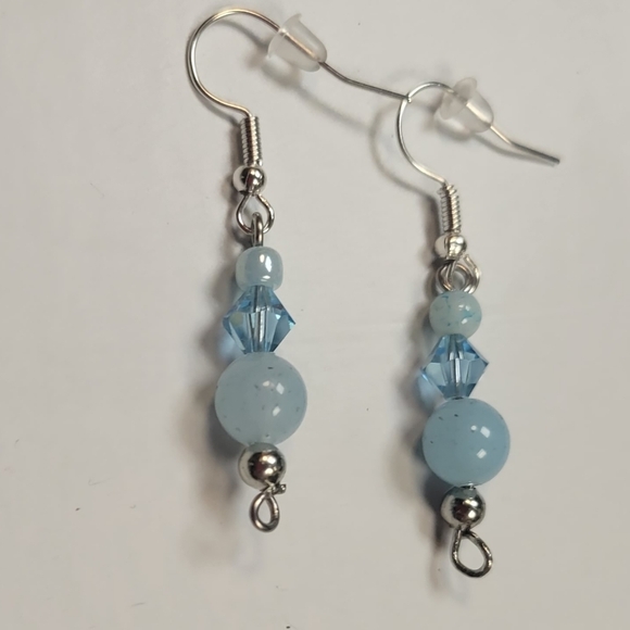 Glass bead hook drop pierced earrings - Picture 3 of 4